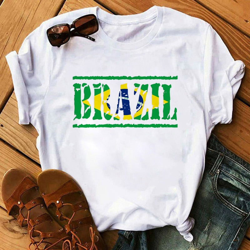 Camisetas Femininas Estampa do Brazil