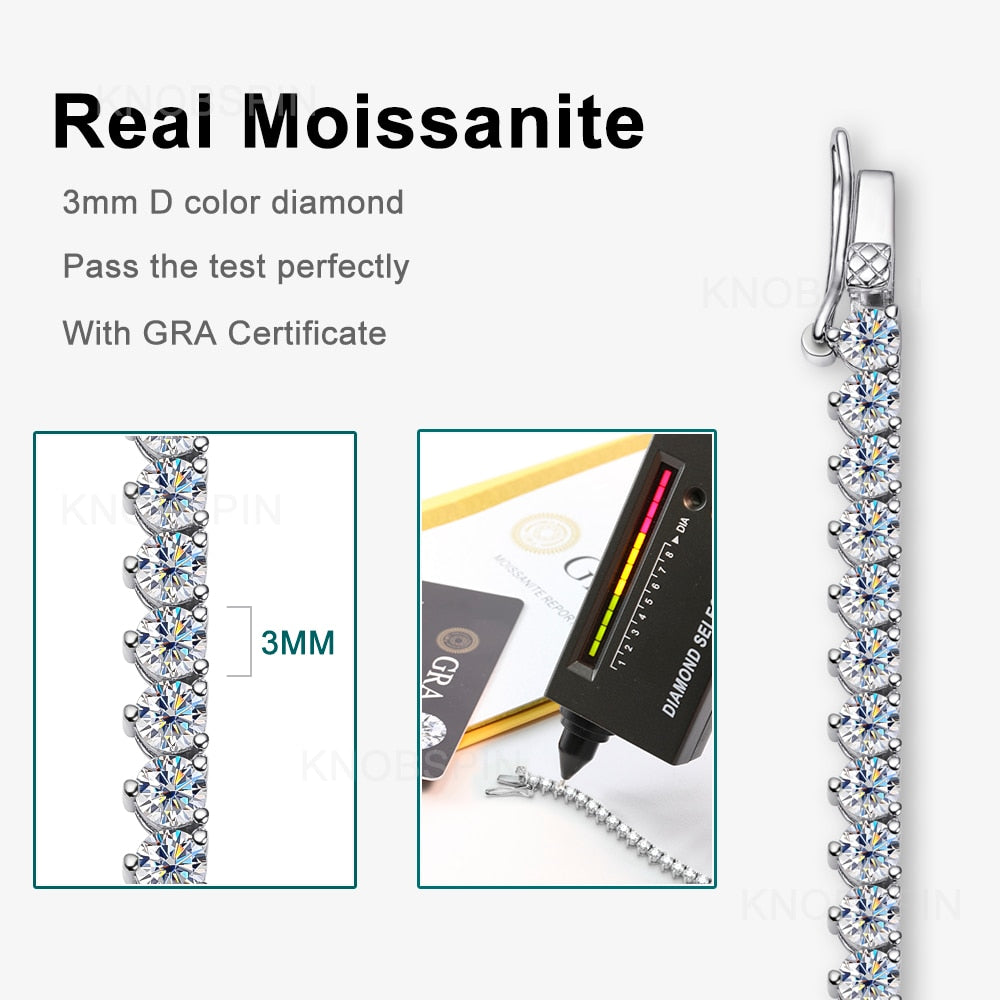 Colar banhado em Prata com Diamante Moissanite